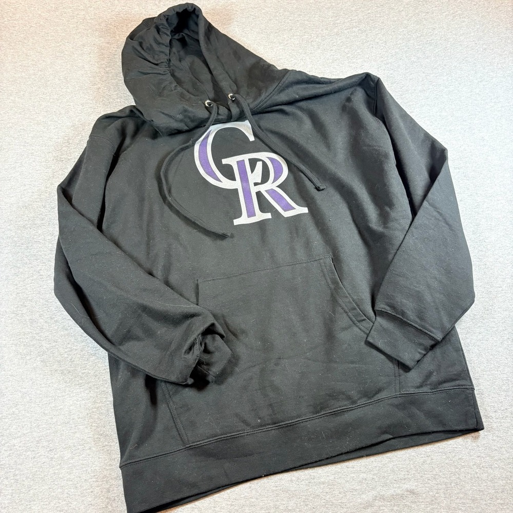 Colorado Rockies Logo Hoodie Mens XL Black Denver Post MLB Baseball Fan